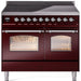 ILVE Nostalgie II 40" Electric Range, Burgundy, Chrome Trim UPDI406NMPBUC ILVE