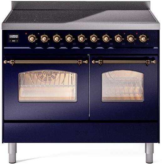 ILVE Nostalgie II 40" Electric Range, Blue, Bronze Trim  UPDI406NMPMBB ILVE