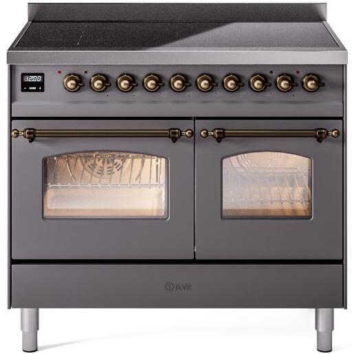 ILVE Nostalgie II 40" Electric Range, Matte Graphite, Bronze Trim UPDI406NMPMGB ILVE