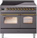 ILVE Nostalgie II 40" Electric Range, Matte Graphite, Brass Trim UPDI406NMPMGG ILVE