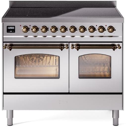 ILVE Nostalgie II 40" Electric Range, Stainless Steel, Bronze Trim UPDI406NMPSSB ILVE