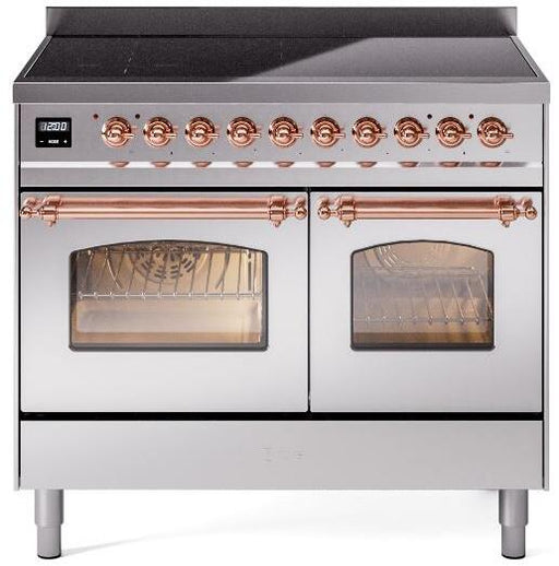 ILVE Nostalgie II 40" Electric Range, Stainless Steel, Copper Trim UPDI406NMPSSP ILVE