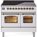 ILVE Nostalgie II 40" Electric Range, White, Bronze Trim UPDI406NMPWHB ILVE