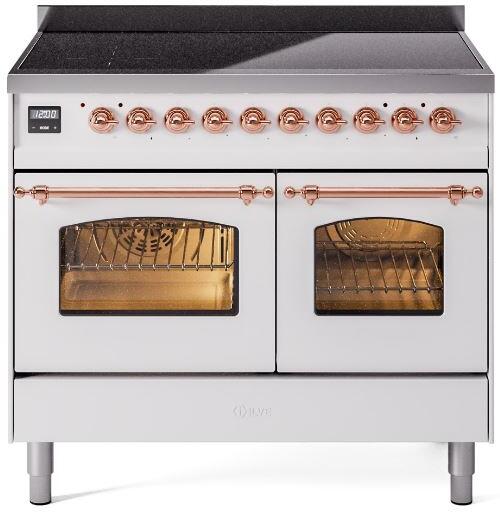 ILVE Nostalgie II 40" Electric Range, White, Copper Trim UPDI406NMPWHP ILVE