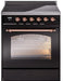 ILVE Nostalgie II 30" Electric Range, Glossy Black, Copper Trim UPI304NMPBKP ILVE