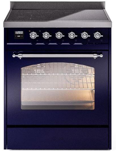 ILVE Nostalgie II 30" Electric Range, Blue Chrome Trim UPI304NMPMBC ILVE