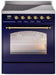 ILVE Nostalgie II 30" Electric Range, Blue, Brass Trim UPI304NMPMBG ILVE