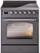 ILVE Nostalgie II 30" Electric Range, Matte Graphite, Chrome Trim UPI304NMPMGC ILVE