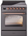 ILVE Nostalgie II 30" Electric Range, Matte Graphite, Copper Trim UPI304NMPMGP ILVE