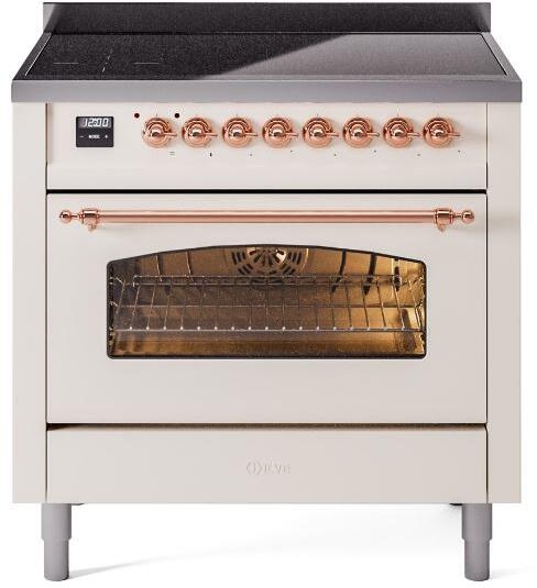 ILVE Nostalgie II 36" Electric Range, Antique White, Copper Trim UPI366NMPAWP ILVE