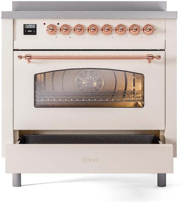 ILVE Nostalgie II 36" Electric Range, Antique White, Copper Trim UPI366NMPAWP ILVE