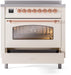 ILVE Nostalgie II 36" Electric Range, Antique White, Copper Trim UPI366NMPAWP ILVE