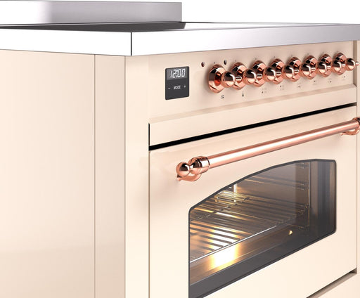 ILVE Nostalgie II 36" Electric Range, Antique White, Copper Trim UPI366NMPAWP ILVE