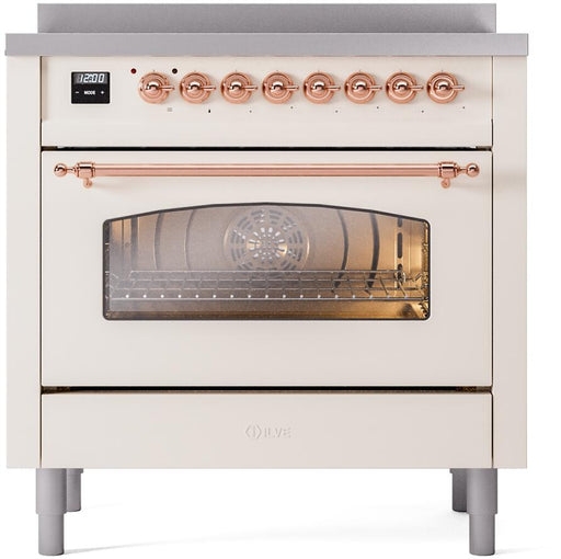 ILVE Nostalgie II 36" Electric Range, Antique White, Copper Trim UPI366NMPAWP ILVE