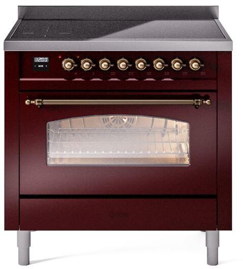 ILVE Nostalgie II 36 " Electric Range, Burgundy, Bronze Trim UPI366NMPBUB ILVE