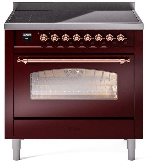 ILVE Nostalgie II 36 " Electric Range, Burgundy, Copper Trim UPI366NMPBUP ILVE