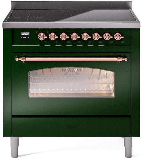 ILVE Nostalgie II 36 " Electric Range, Emerald Green, Copper Trim UPI366NMPEGP ILVE