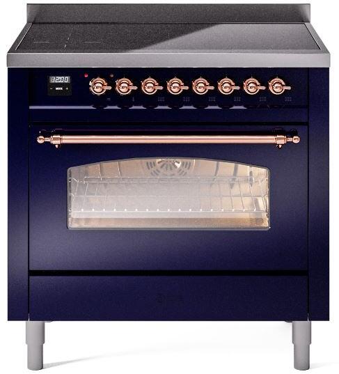 ILVE Nostalgie II 36" Electric Range, Blue, Copper Trim UPI366NMPMBP ILVE