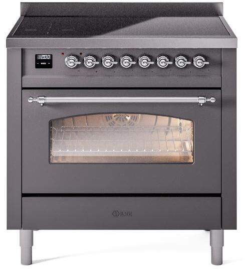 ILVE Nostalgie II 36 " Electric Range, Matte Graphite, Chrome Trim UPI366NMPMGC ILVE