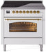 ILVE Nostalgie II 36" Electric Range, White, Brass Trim UPI366NMPWHG ILVE