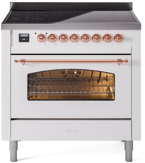 ILVE Nostalgie II 36" Electric Range, White, Copper Trim UPI366NMPWHP ILVE