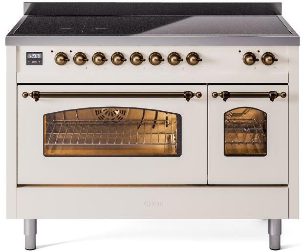 ILVE Nostalgie II 48 " Electric Range, Antique White, Bronze Trim UPI486NMPAWB ILVE