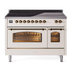 ILVE Nostalgie II 48 " Electric Range, Antique White, Bronze Trim UPI486NMPAWB ILVE