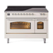 ILVE Nostalgie II 48" Electric Range, Antique White, Chrome Trim UPI486NMPAWC ILVE