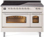 ILVE Nostalgie II 48" Electric Range, Antique White, Chrome Trim UPI486NMPAWC ILVE