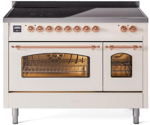 ILVE Nostalgie II 48" Electric Range, Antique White, Copper Trim UPI486NMPAWP ILVE