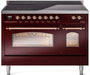 ILVE Nostalgie II 48" Electric Range, Burgundy, Copper Trim UPI486NMPBUP ILVE