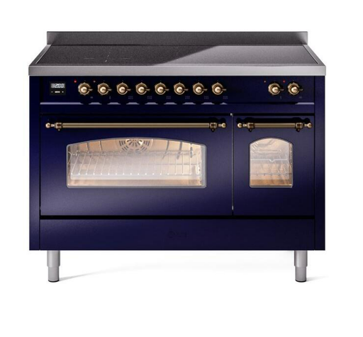 ILVE Nostalgie II 48" Electric Range, Blue, Bronze Trim UPI486NMPMBB ILVE