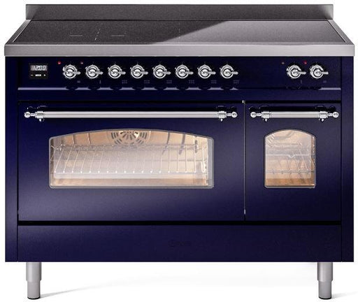 ILVE Nostalgie II 48" Electric Range, Blue, Chrome Trim UPI486NMPMBC ILVE