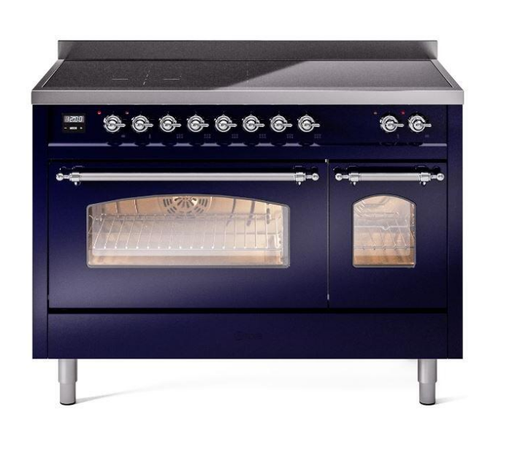 ILVE Nostalgie II 48" Electric Range, Blue, Chrome Trim UPI486NMPMBC ILVE