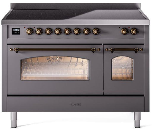 ILVE Nostalgie II 48" Electric Range, Matte Graphite, Bronze Trim UPI486NMPMGB ILVE