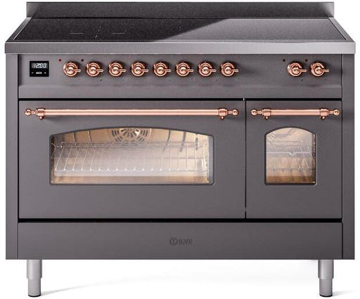 ILVE Nostalgie II 48" Electric Range, Matte Graphite, Copper Trim UPI486NMPMGP ILVE