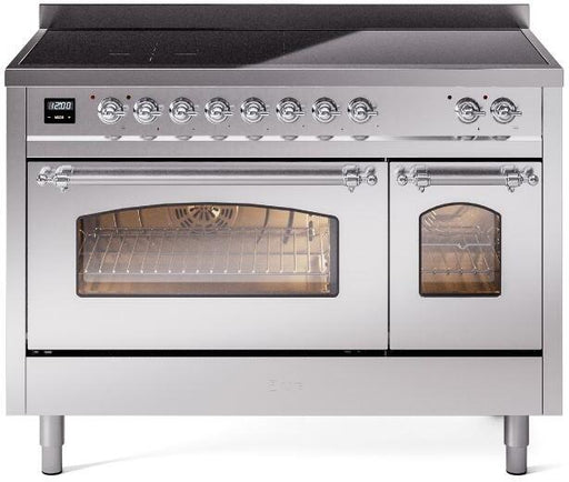 ILVE Nostalgie II 48" Electric, Range, Stainless Steel, Chrome Trim UPI486NMPSSC ILVE