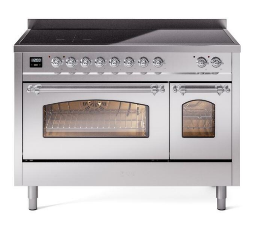 ILVE Nostalgie II 48" Electric, Range, Stainless Steel, Chrome Trim UPI486NMPSSC ILVE