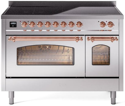 ILVE Nostalgie II 48" Electric Range, Stainless Steel, Copper Trim UPI486NMPSSP ILVE