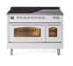 ILVE Nostalgie II 48" Electric Range, White, Chrome Trim UPI486NMPWHC ILVE