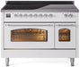 ILVE Nostalgie II 48" Electric Range, White, Chrome Trim UPI486NMPWHC ILVE