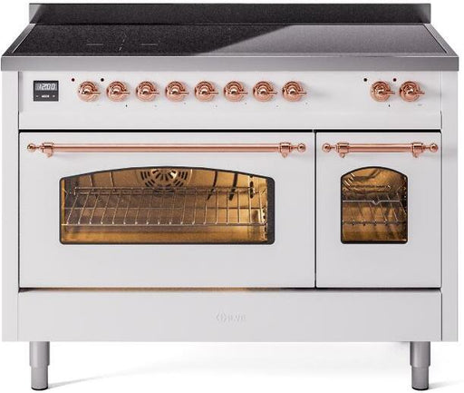 ILVE Nostalgie II 48" Electric Range, White, Copper Trim UPI486NMPWHP ILVE