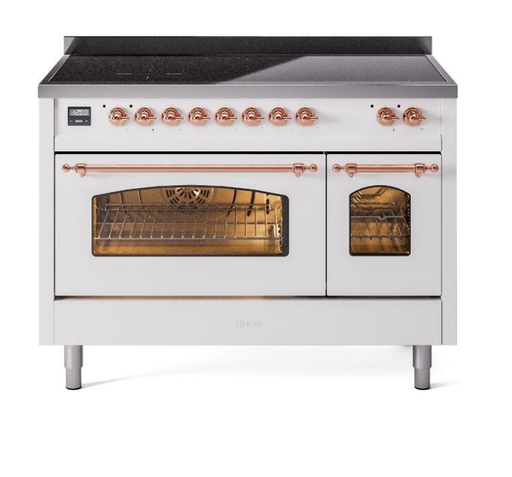 ILVE Nostalgie II 48" Electric Range, White, Copper Trim UPI486NMPWHP ILVE