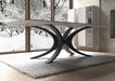 Unique Shape Metal Table Base/Legs Matte Black (D)28.5" (H)28" (W)55" tabletop view 