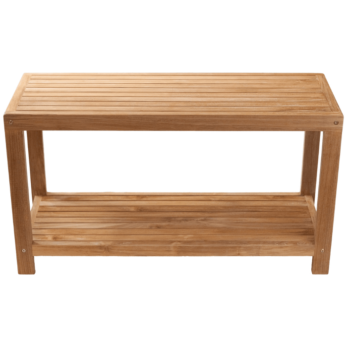 Bali Natural Teak Shower and Bath Spa Bench with Shelf - 35"