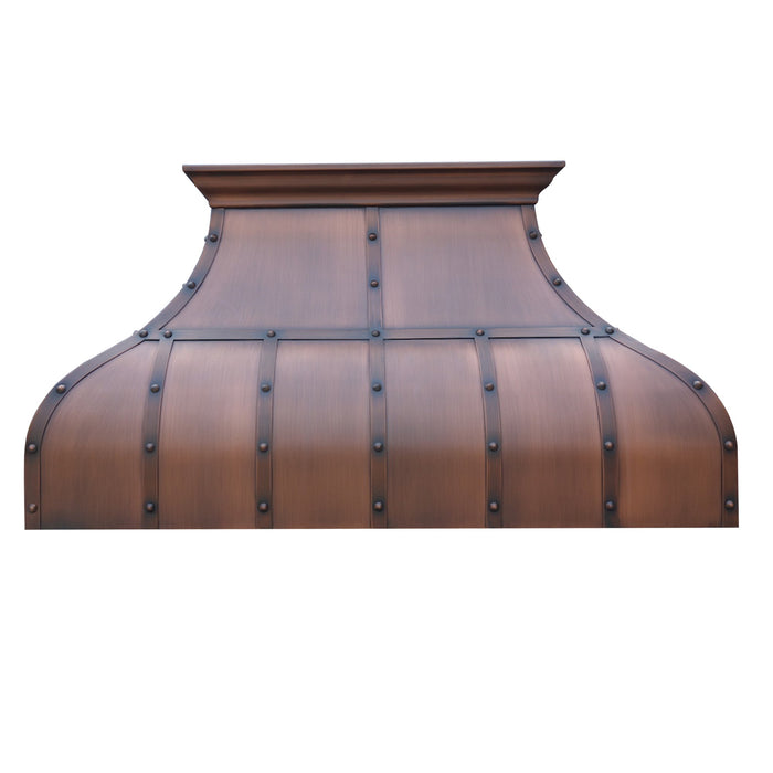 Vintage Bell Shape Copper Kitchen Hood with Strap & Rivets