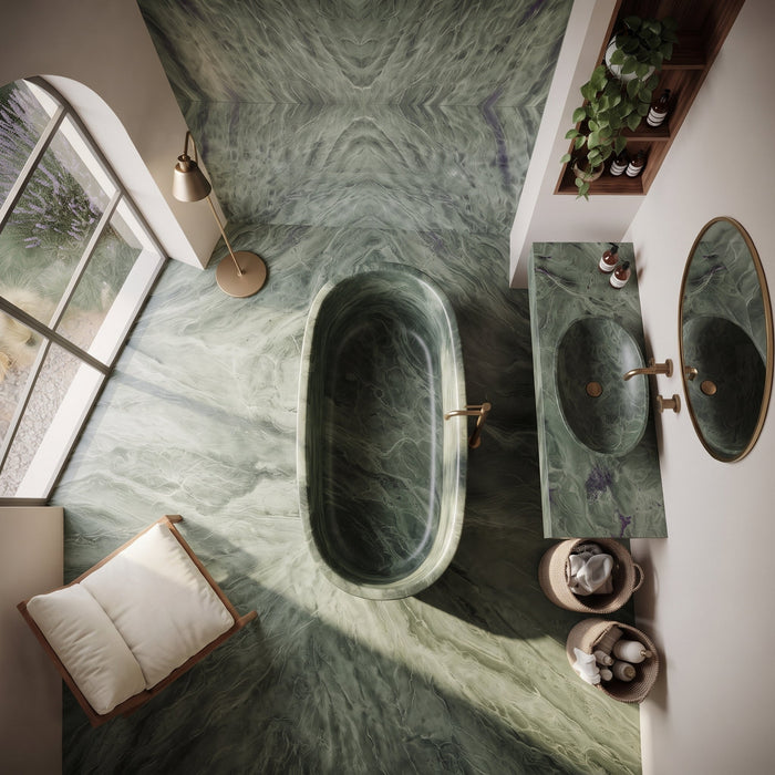 Verde Antico Green Marble Hand Carved Freestanding Bathtub 34x79 Honed
