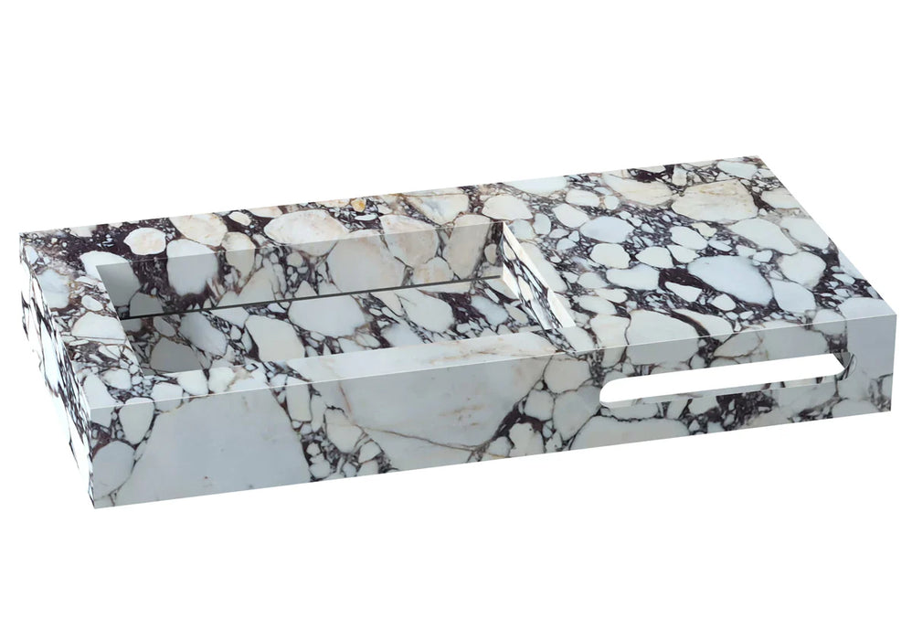 Calacatta Viola Handcrafted Marble Wall Mount Bathroom Sink - Hidden Drain Towel Holder