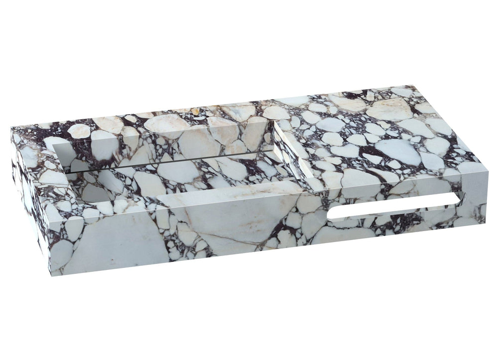 Calacatta Viola Marble Wall-mount Bathroom Sink Hidden Drain and Towel Holder CVRHFPS1860