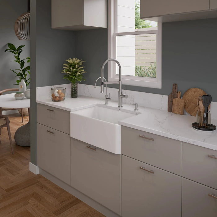 ALFI brand Smooth Apron 30" Single Bowl Fireclay Farm Sink ABF3018